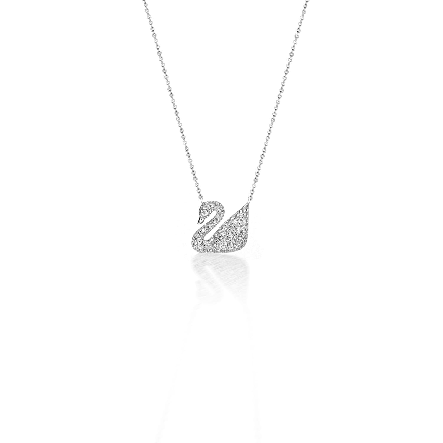 שרשרת White Swan - שרשרת ברבור הלבן שרשרת המשובצת זרקונים לבנים.