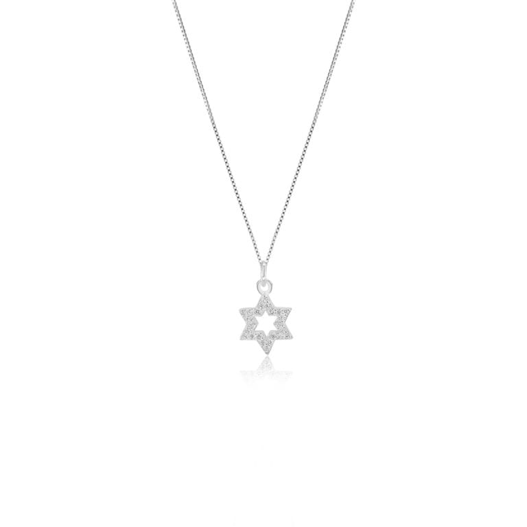 שרשרת מגן דוד משובצת קלאסית - ייחודית ביופיה התליון משובץ זרקונים המנצנצים.