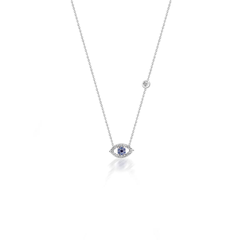 שרשרת עין Blue - שרשרת עין מקסימה ביופייה. משובץ בזרקונים כחולים זרקון שחור.