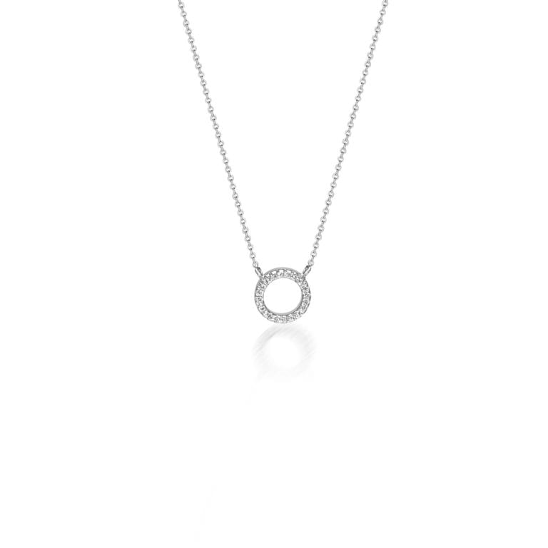 שרשרת מעגל החיים Small - קטן - שרשרת מעגל חלול משובץ כולו זרקונים לבנים.