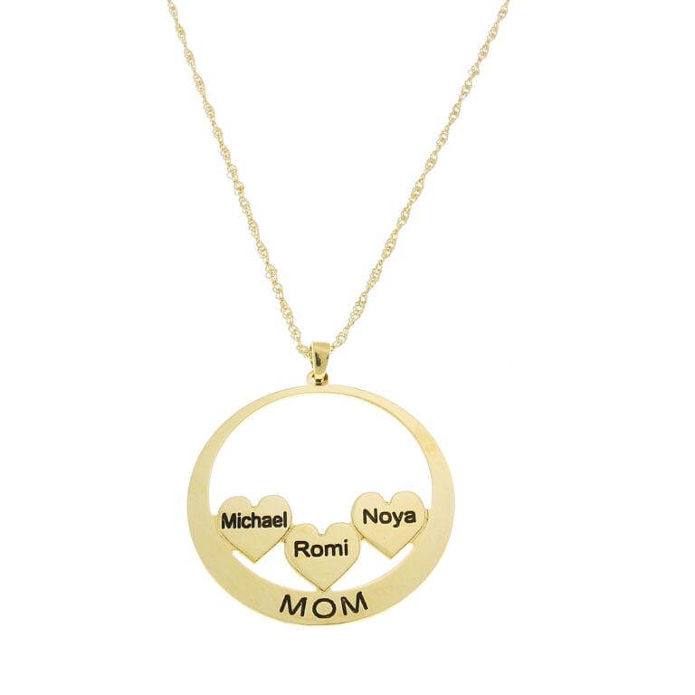 שרשרת MOM במעגל עם לבבות