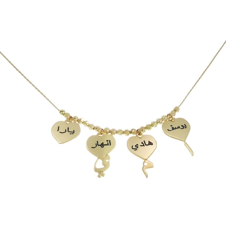 שרשרת כדורי חריטת לייזר עם לבבות לחריטה