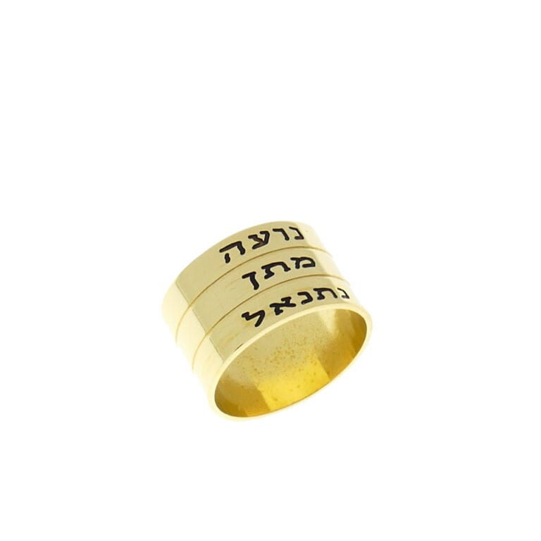 טבעת פס שמות צמודים מחוברת לחריטה