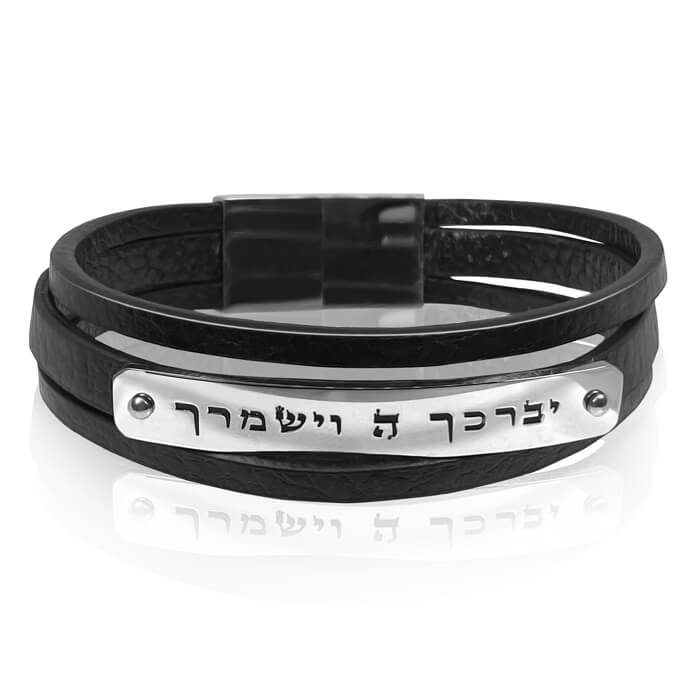 צמיד עור משולש יברכך ה' וישמרך